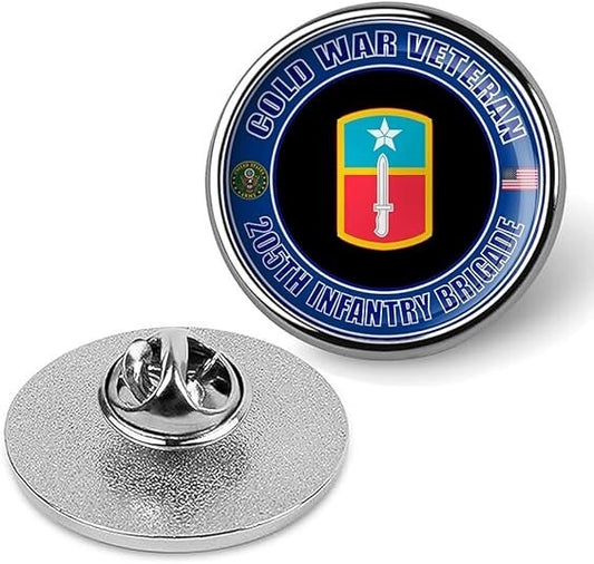 Cold War Veteran 205th Infantry Brigade Tie Suit Shirt Lapel Pin - Silver