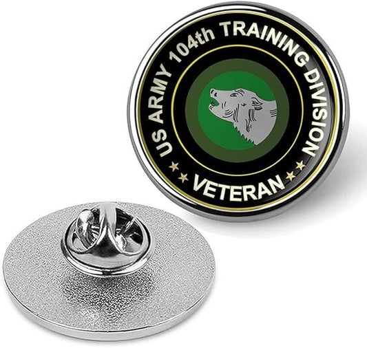 US Army 104th Training Division Veteran Tie Suit Shirt Lapel Pin - Silver