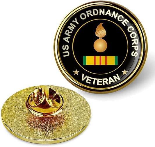 US Army Ordnance Corps Veteran Tie Suit Shirt Lapel Pin - Gold
