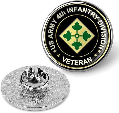 US Army 4th Infantry Division Veteran Tie Suit Shirt Lapel Pin - Silver