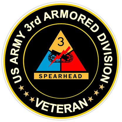 US Army 3rd Armored Division Veteran Bumper Sticker Military Vinyl Decal 5"