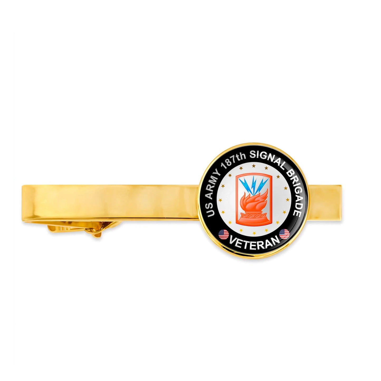 Us Army 187th Signal Brigade Military Veteran Tie Clip Tie Bar Gift