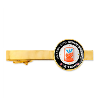 Us Army 187th Signal Brigade Military Veteran Tie Clip Tie Bar Gift
