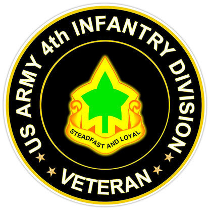 US Army 4th Infantry Division Veteran Bumper Sticker Military Vinyl Decal 5"