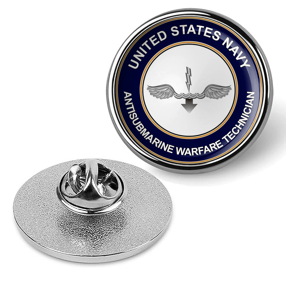 U.S. Navy Antisubmarine Warfare Technician Tie Tac, Hat Pin, Lapel Pin - Silver