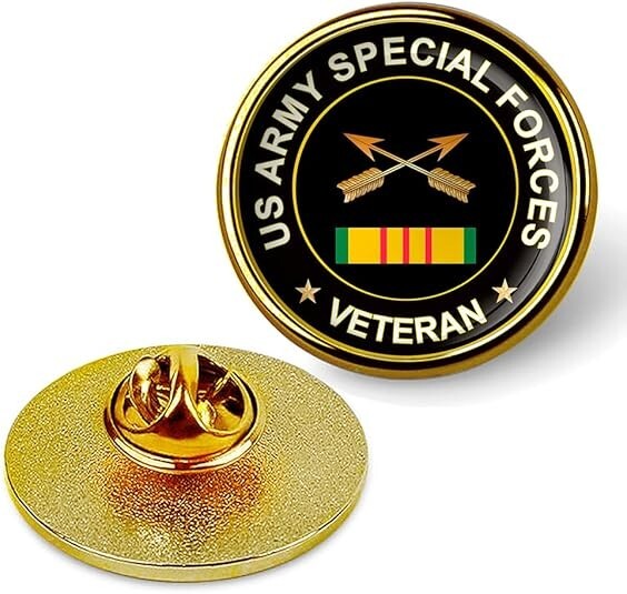 US Army Special Force Veteran Tie Suit Shirt Lapel Pin - Gold
