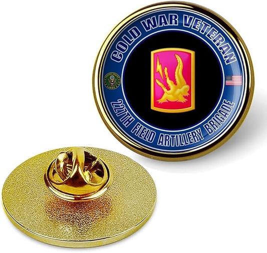 Cold War Veteran 227th Field Artillery Brigade Tie Suit Shirt Lapel Pin - Gold