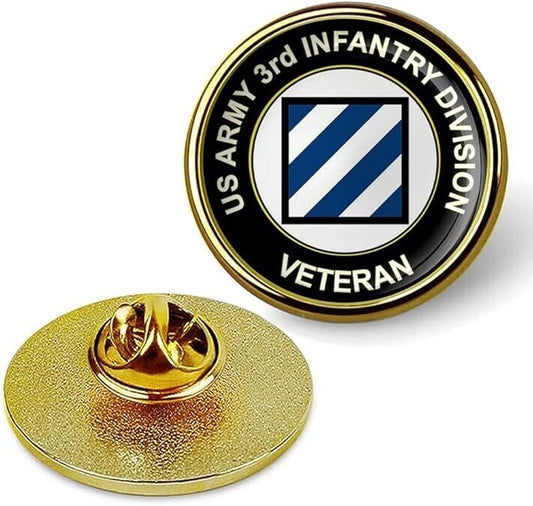 U.S. Army 3rd Infantry Division Lapel Pin Veteran Tie Suit Shirt Lapel Pin-Gold