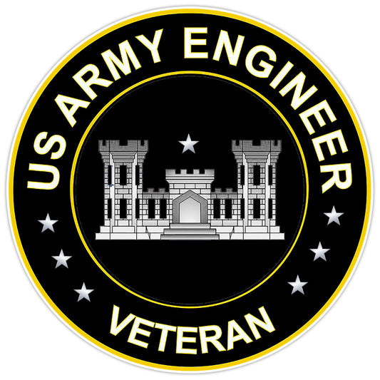 US Army Engineer Veteran Bumper Sticker Military Vinyl Soldier Decal 5"