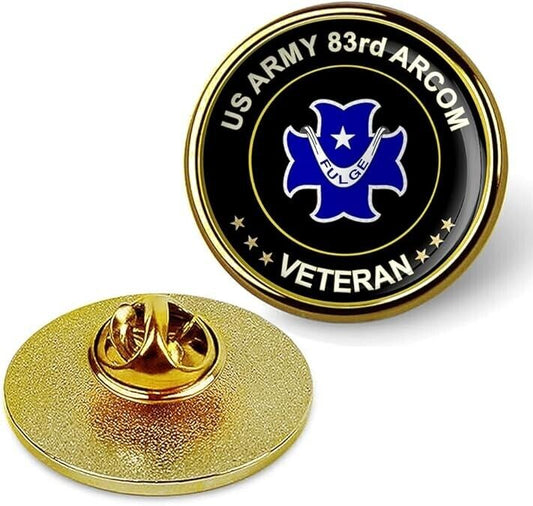 US Army 83rd Arcom Veteran Tie Suit Shirt Lapel Pin - Gold