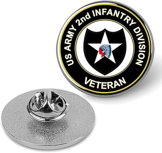 U.S. Army 2nd Infantry Division Lapel Pin Veteran Tie Suit Shirt Pinback-Silver