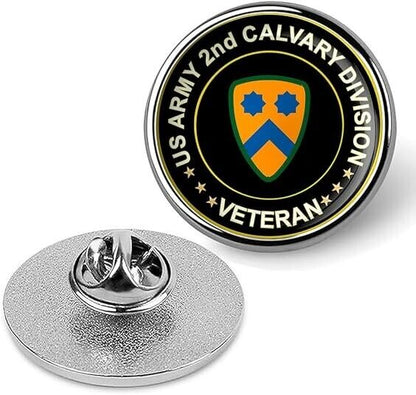 US Army 2nd Calvary Division Veteran Tie Suit Shirt Lapel Pin - Silver