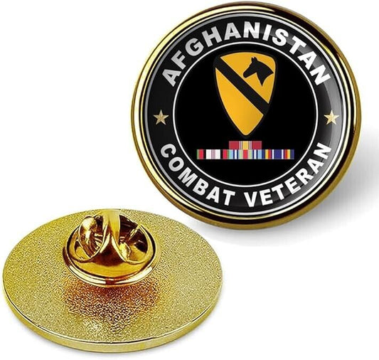 Afghanistan Combat Veteran Tie Suit Shirt Lapel Pin - Gold