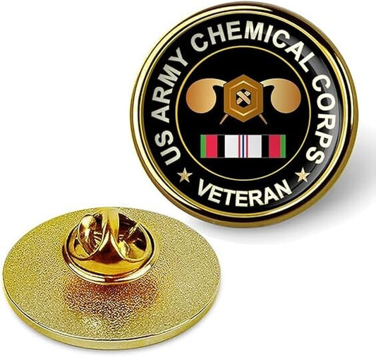 US Army Chemical Corps Veteran Tie Suit Shirt Lapel Pin - Gold