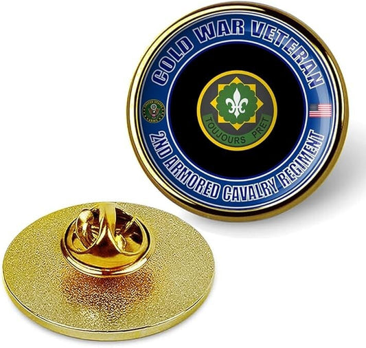 Cold War Veteran 2nd Armored Cavalry Regiment Tie Suit Shirt Lapel Pin - Gold