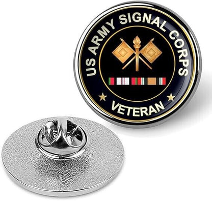 US Army Signal Corps Veteran Tie Suit Shirt Lapel Pin - Silver