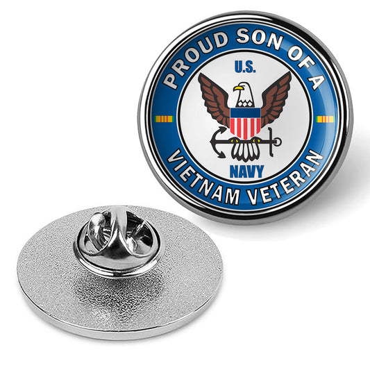 U.S. Navy Proud Son of a Vietnam Veteran Tie Tac, Hat Pin, Lapel Pin - Silver