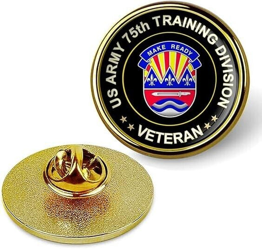 US Army 75th Training Division Veteran Tie Suit Shirt Lapel Pin - Gold