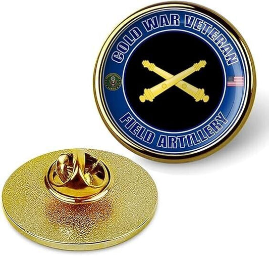 Cold War Veteran Field Artillery Tie Suit Shirt Lapel Pin - Gold