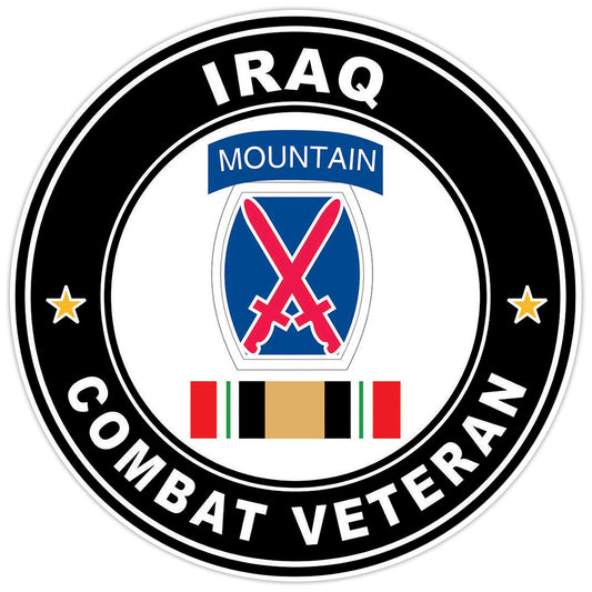 10th Mountain Division Iraq Combat Veteran Bumper Sticker Military Decal 5"