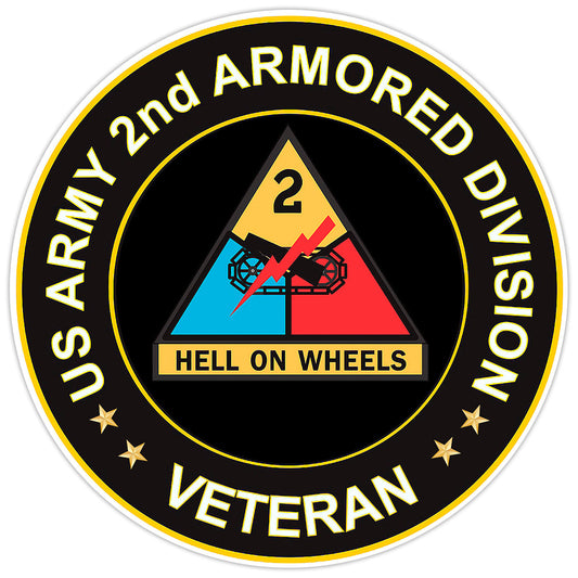 US Army 2nd Armored Division Veteran Bumper Sticker Military Vinyl Decal 5"