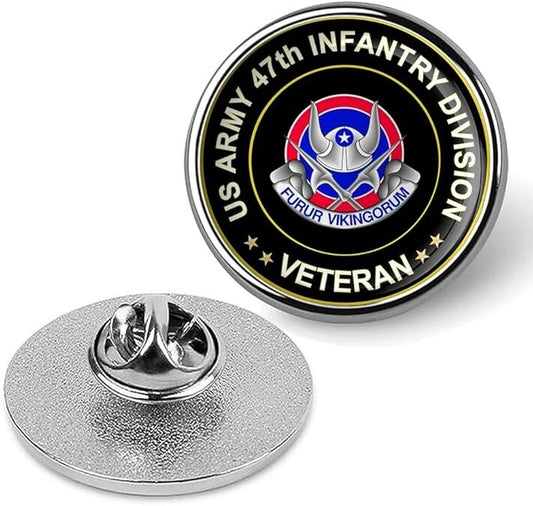US Army 47th Infantry Division Veteran Tie Suit Shirt Lapel Pin - Silver