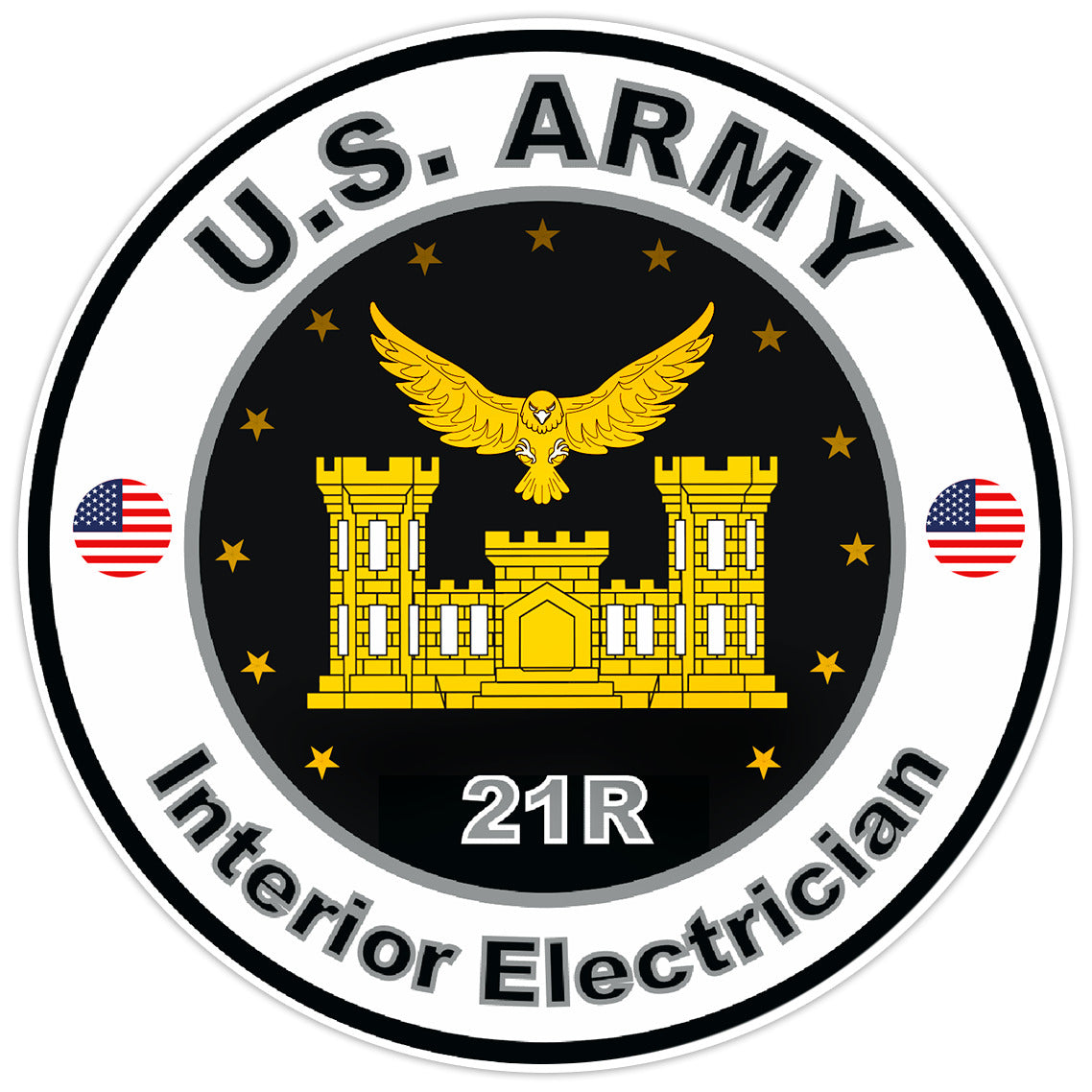 United States Army Interior Electrician Bumper Sticker Military Soldier Decal 5"