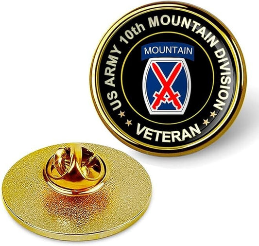 US Army 10th Mountain Division Veteran Tie Suit Shirt Lapel Pin - Gold