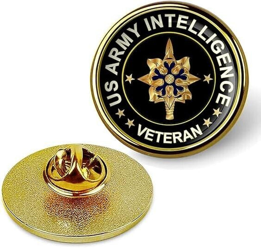 US Army Intelligence Veteran Lapel Pin Veteran Tie Suit Shirt Lapel Pin-Gold