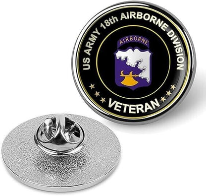 US Army 18th Airborne Division Veteran Tie Suit Shirt Lapel Pin - Silver