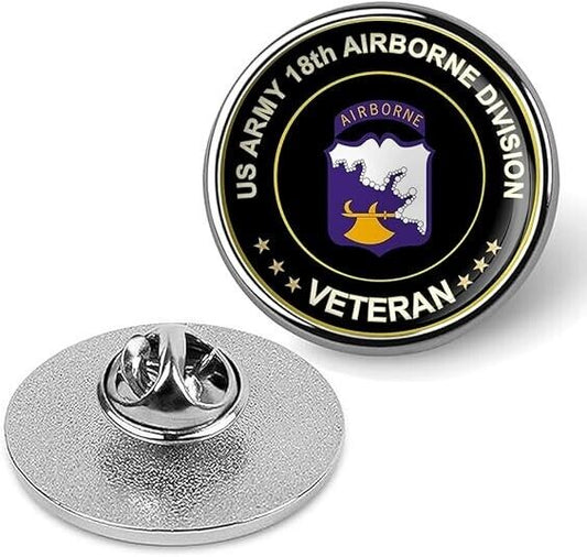 US Army 18th Airborne Division Veteran Tie Suit Shirt Lapel Pin - Silver