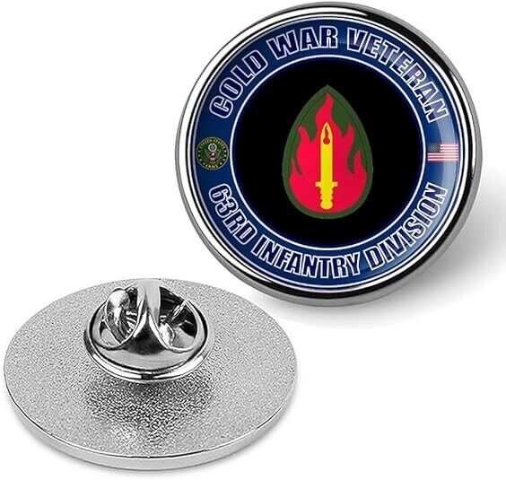 Cold War Veteran 63rd Infantry Division Tie Suit Shirt Lapel Pin - Silver