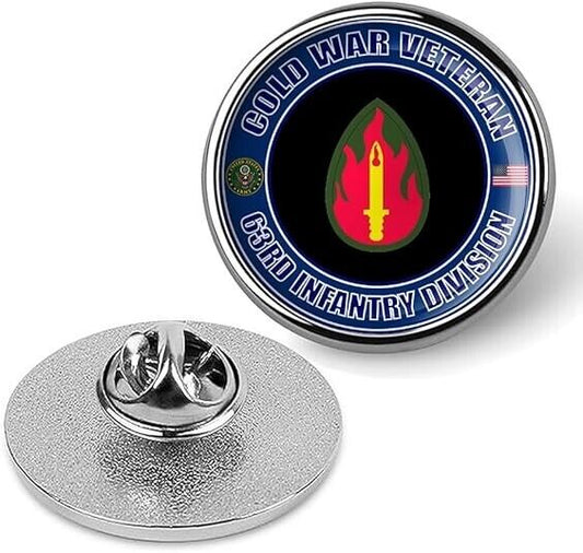 Cold War Veteran 63rd Infantry Division Tie Suit Shirt Lapel Pin - Silver