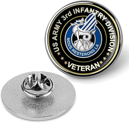 US Army 3rd Infantry Division Veteran Tie Suit Shirt Lapel Pin - Silver