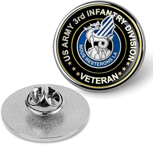 US Army 3rd Infantry Division Veteran Tie Suit Shirt Lapel Pin - Silver