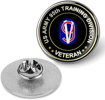 US Army 95th Training Division Veteran Tie Suit Shirt Lapel Pin - Silver