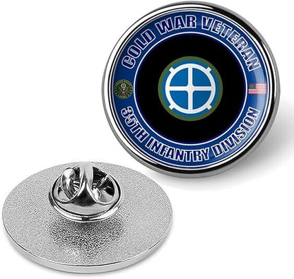 Cold War Veteran 35th Infantry Division Tie Suit Shirt Lapel Pin - Silver