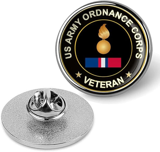US Army Ordnance Corps Veteran Tie Suit Shirt Lapel Pin - Silver