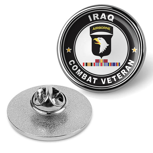 101st Airborne Division Iraq Combat Veteran Hat Pin Lapel Tie Tac Shirt - Silver