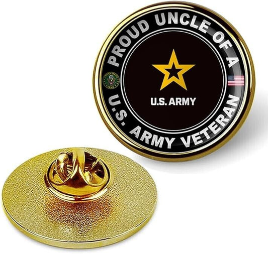 Proud Uncle Of A U.S. Army Veteran Tie Suit Shirt Lapel Pin - Gold