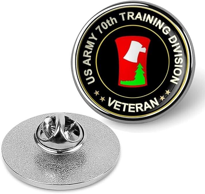 US Army 70th Training Division Veteran Tie Suit Shirt Lapel Pin - Silver