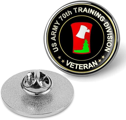 US Army 70th Training Division Veteran Tie Suit Shirt Lapel Pin - Silver