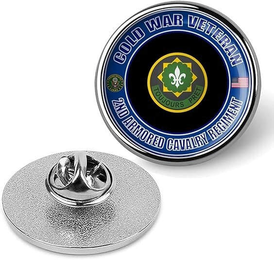 Cold War Veteran 2nd Armored Cavalry Regiment Tie Suit Shirt Lapel Pin - Silver