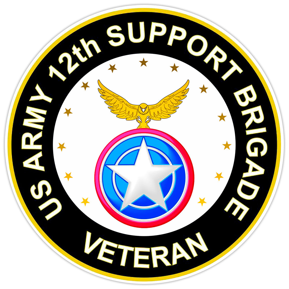 US Army 12th Support Brigade Veteran Bumper Sticker Military Vinyl Decal 5"