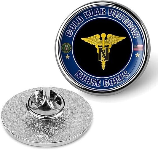 Cold War Veteran Nurse Corps Tie Suit Shirt Lapel Pin - Silver