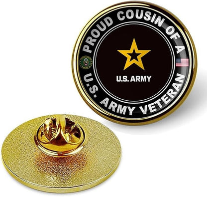 Proud Cousin Of A U.S. Army Veteran Tie Suit Shirt Lapel Pin - Gold