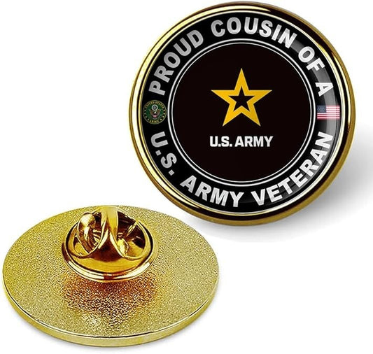 Proud Cousin Of A U.S. Army Veteran Tie Suit Shirt Lapel Pin - Gold