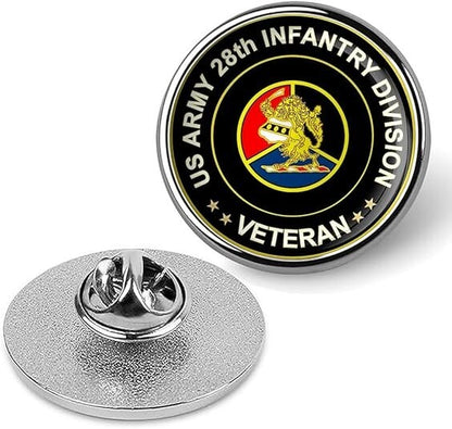 US Army 28th Infantry Division Veteran Tie Suit Shirt Lapel Pin - Silver