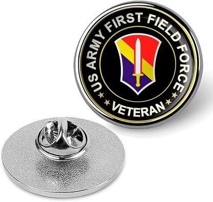 US Army First Field Force Veteran Tie Suit Shirt Lapel Pin - Silver
