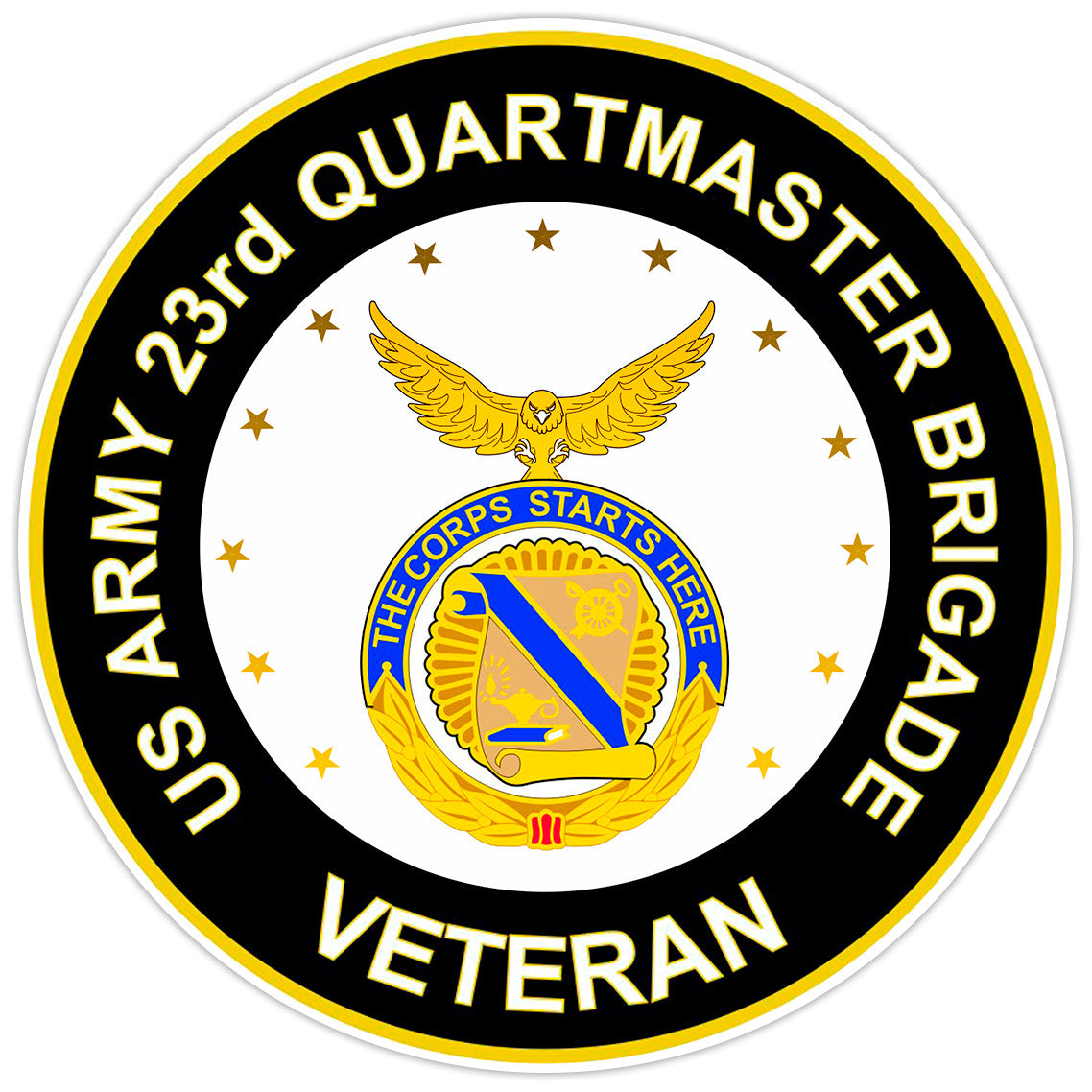 US Army 23rd Quartermaster Brigade Veteran Bumper Sticker Military Decal 5"
